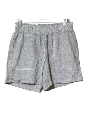 BRIGGS Women’s Linen Blend Shorts Medium Navy Pinstripe Pull On NWT